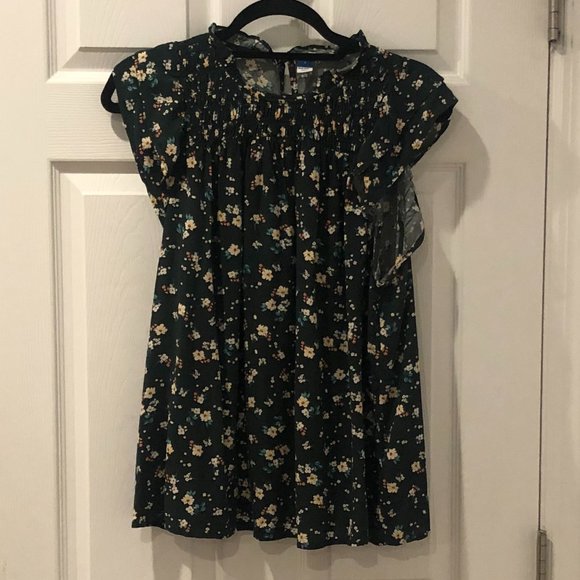 Old Navy Green Floral Peasant Blouse Size Large - Picture 2 of 7